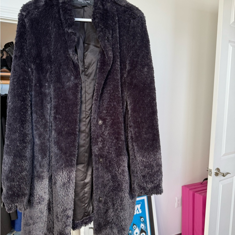 Kenneth Cole Women's Black Faux Fur Coat